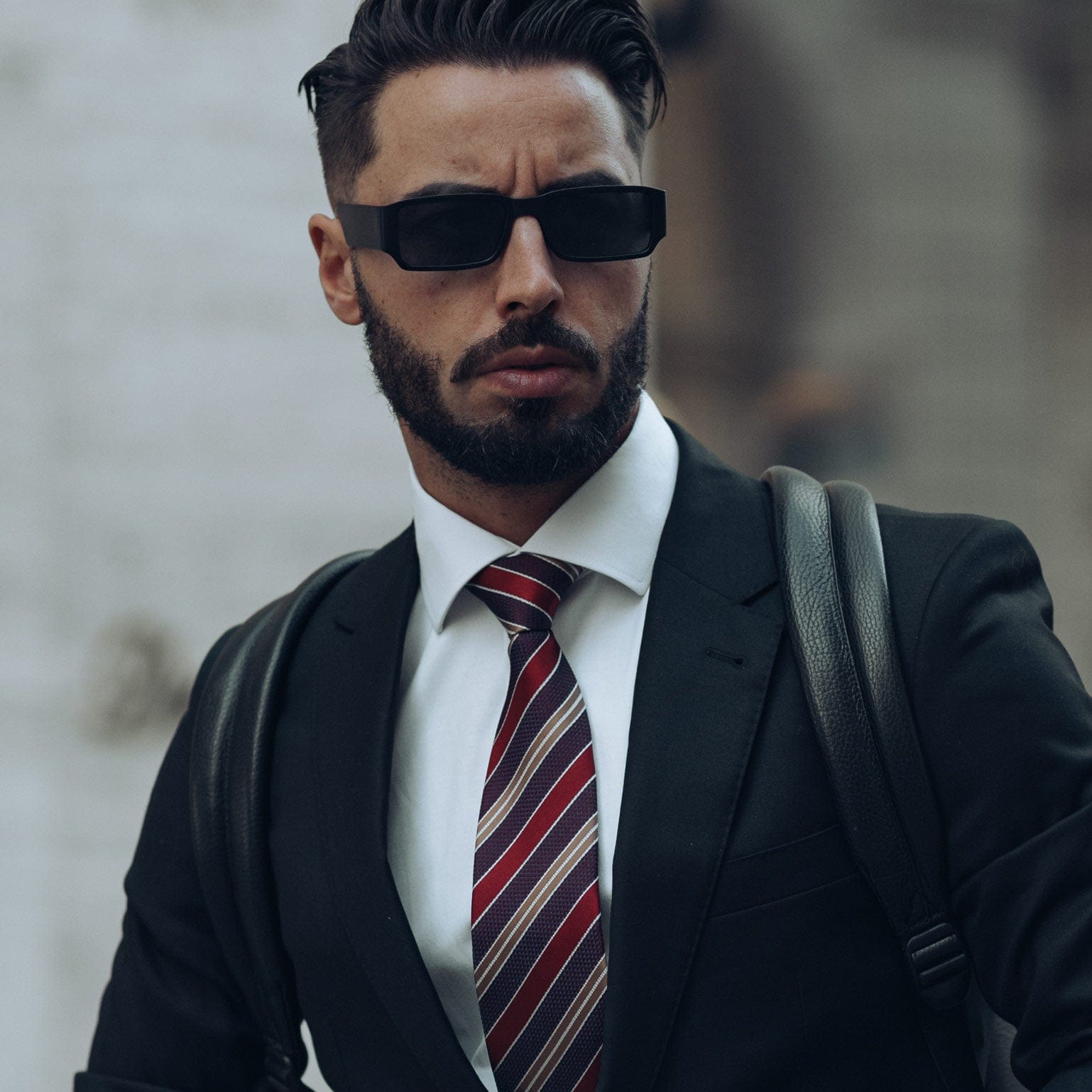 Red and Burgundy Stripe Italian Silk Tie