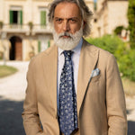 Italian Designer Navy Floral Silk Tie
