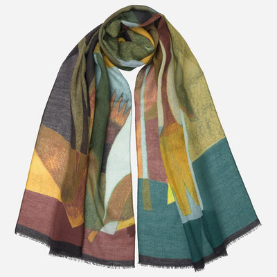 Italian Designer Earth Tones Wool Scarf