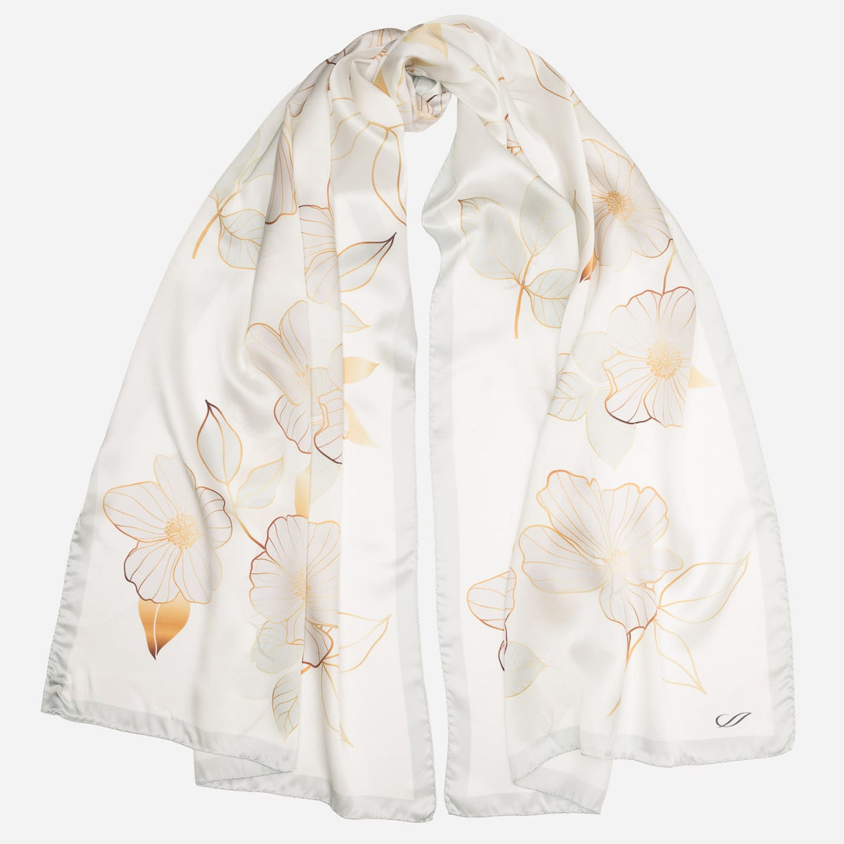 Italian Silk Satin Evening Shawl - Ivory