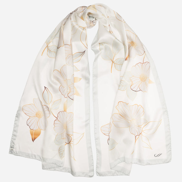 Italian Silk Satin Evening Shawl - Ivory