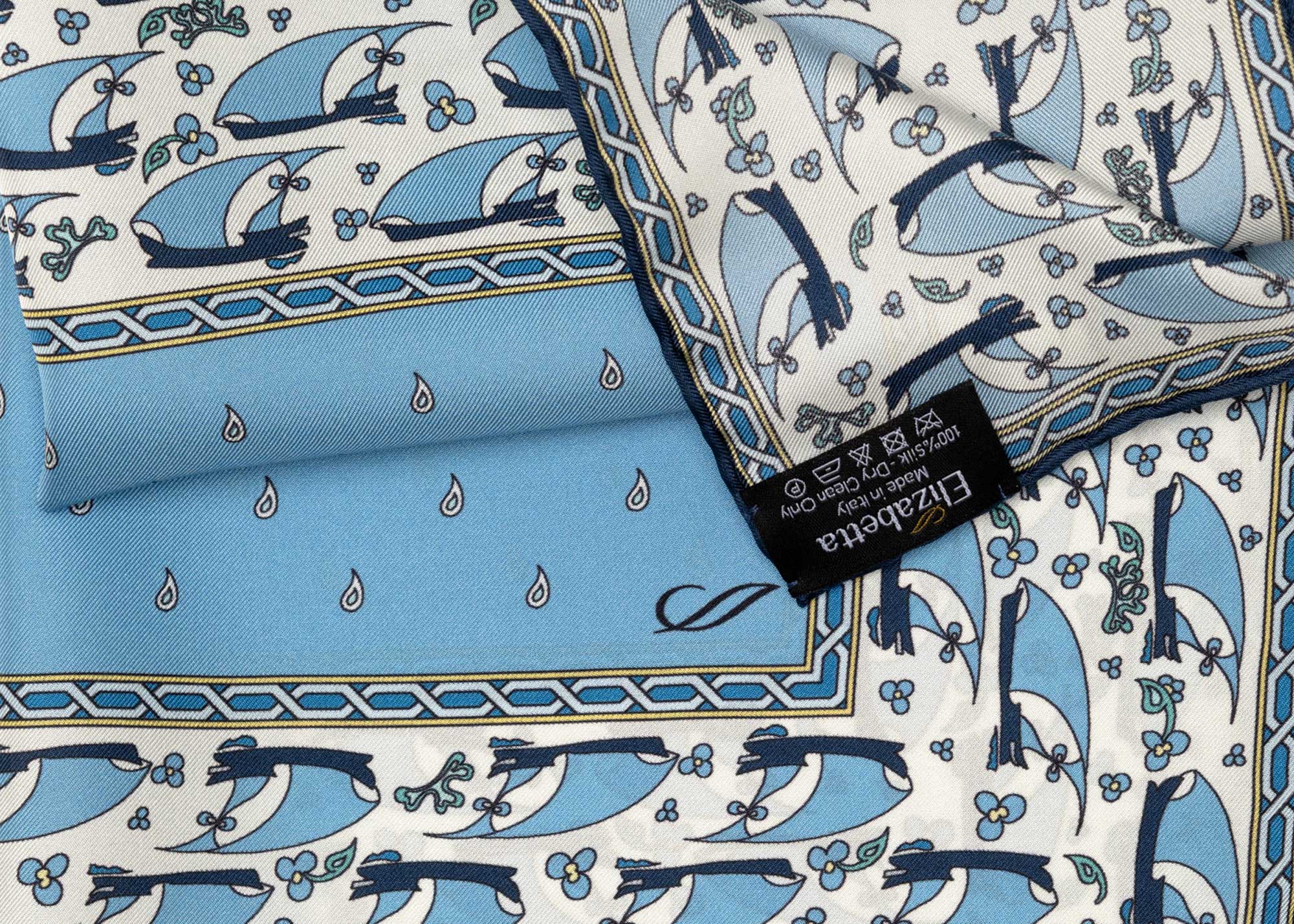 Double Sided Silk Pocket Square Blue