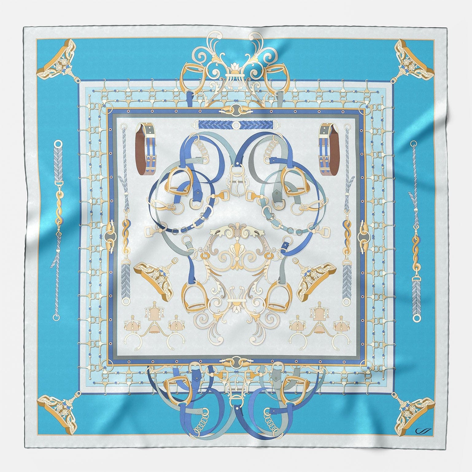 Women's Italian Silk Square Scarf - Blue