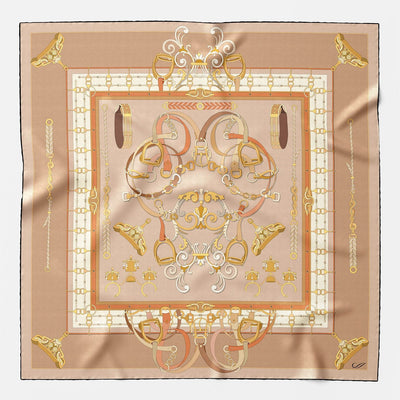 Women's Italian Silk Square Scarf - Tan