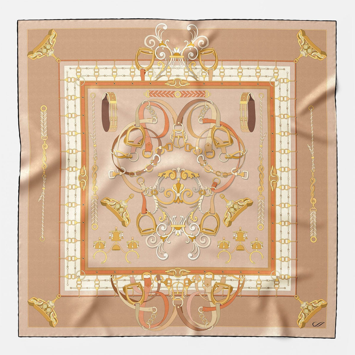 Women's Italian Silk Square Scarf - Tan