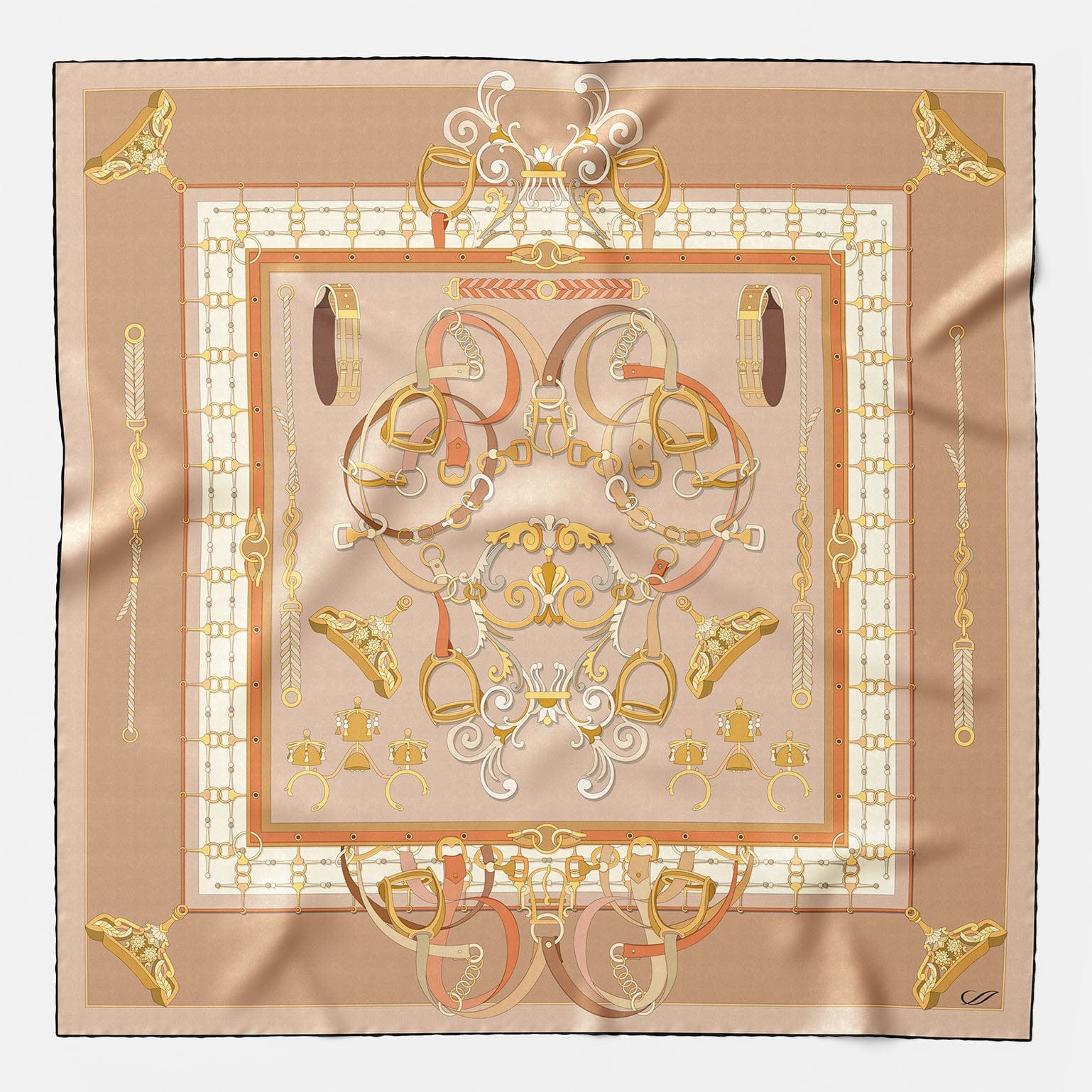 Women's Italian Silk Square Scarf - Tan