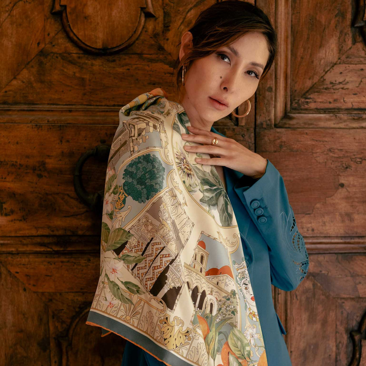 Luxury Italian silk collector&#39;s art scarf - Sicily