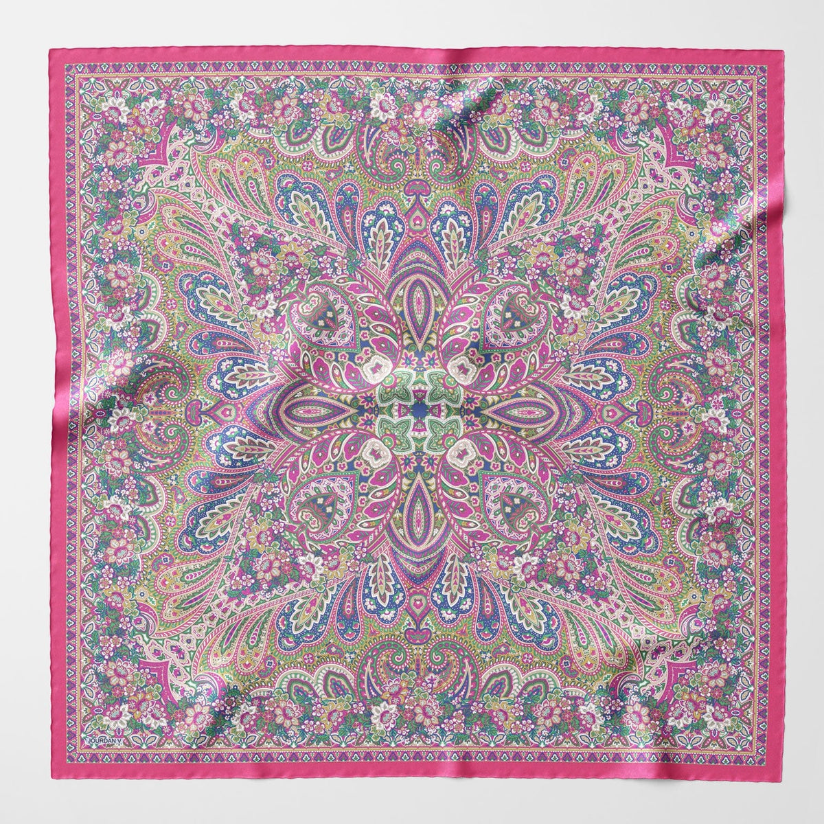 Extra Large Pink Paisley Silk Square Scarf