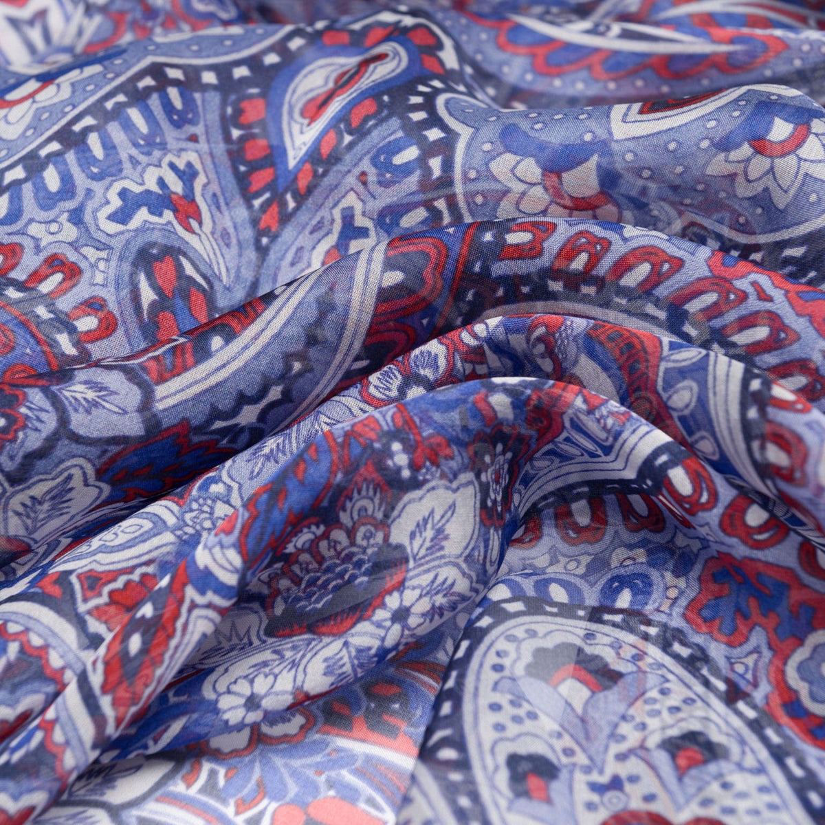 Extra Large Red White Blue Silk Square Scarf