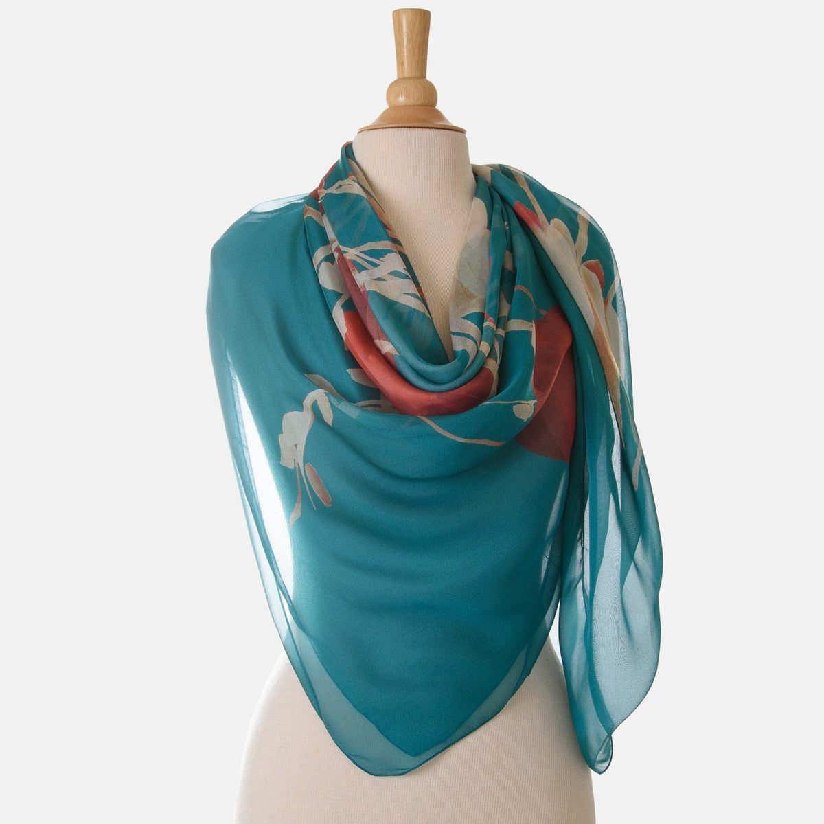 Extra Large Turquoise Silk Square Scarf