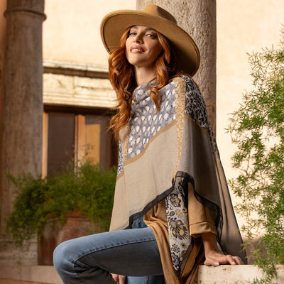 Extra Large Beige Silk Square Scarf