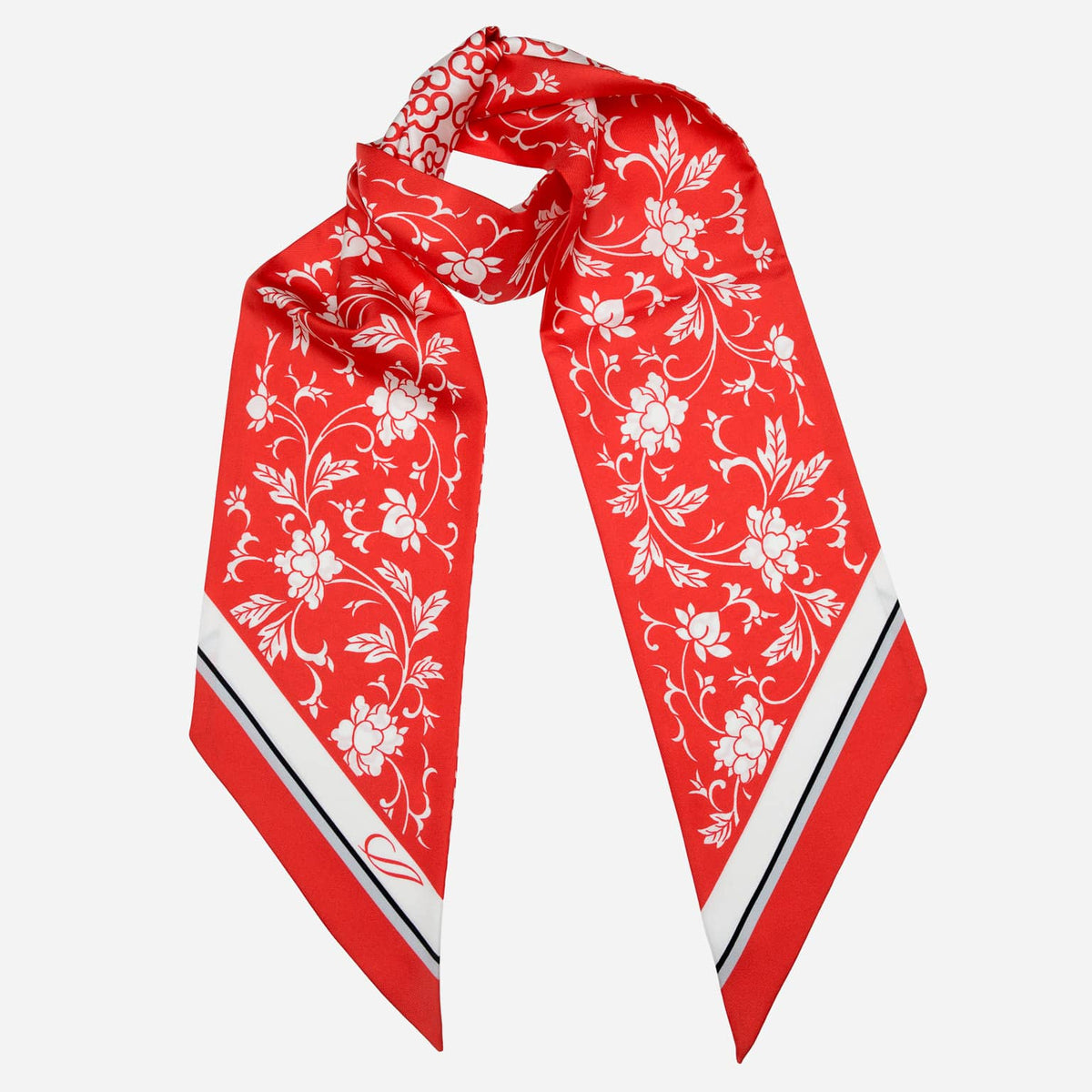 Loretta - Skinny Silk Scarf - Ferrari Red
