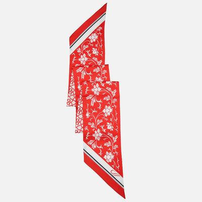 Loretta - Skinny Silk Scarf - Ferrari Red