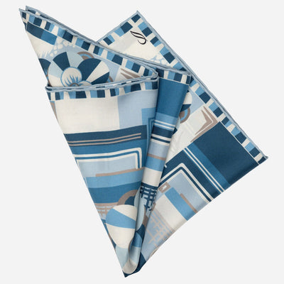 Luxury Blue Floral Silk Pocket Square