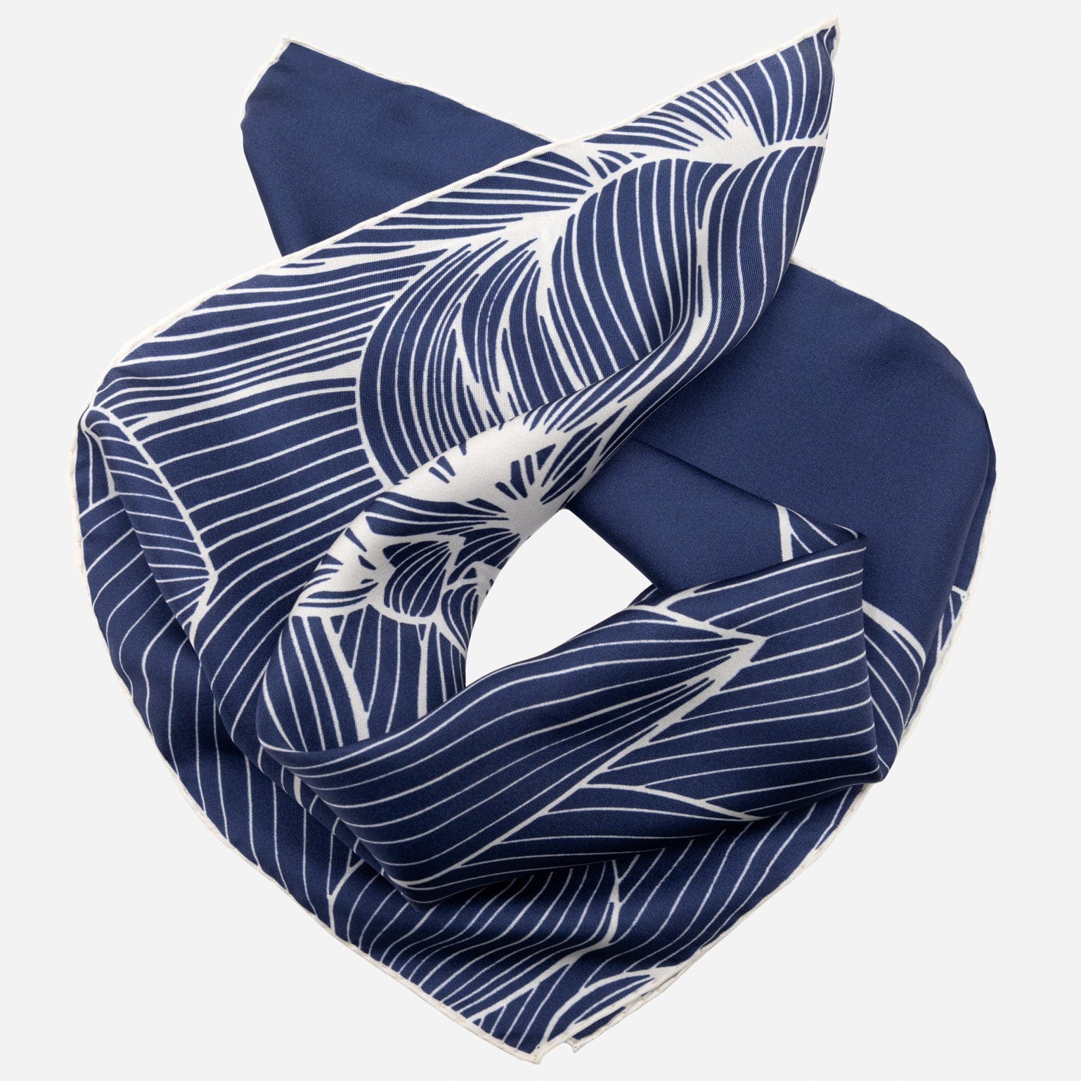 Lotus Design Blue Silk Bandana