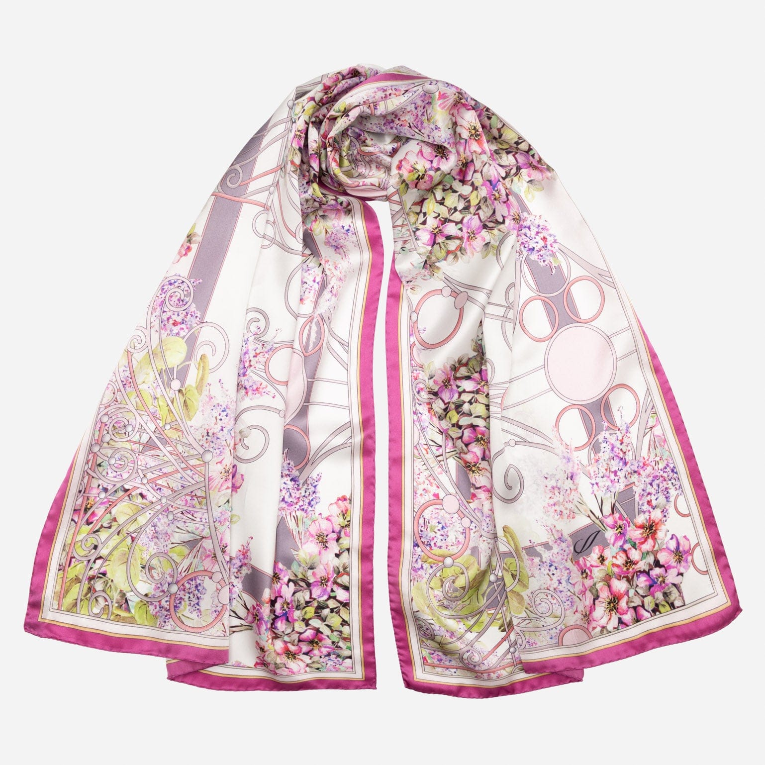 Women's luxury silk satin long scarf from Italy