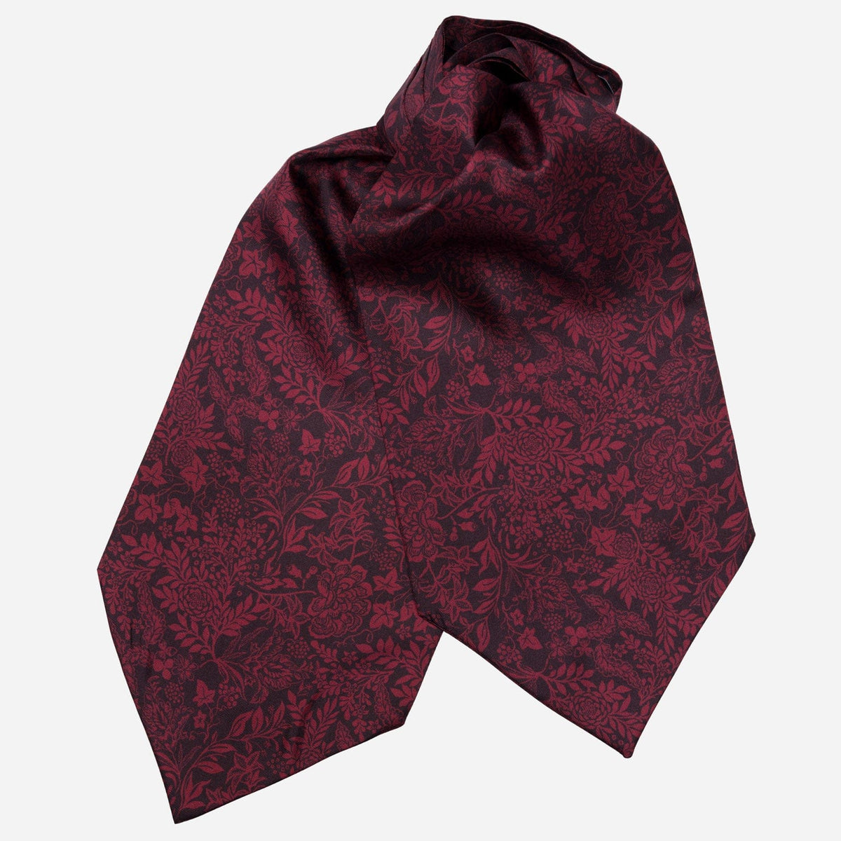 Floral Burgundy Italian Silk Ascot Tie