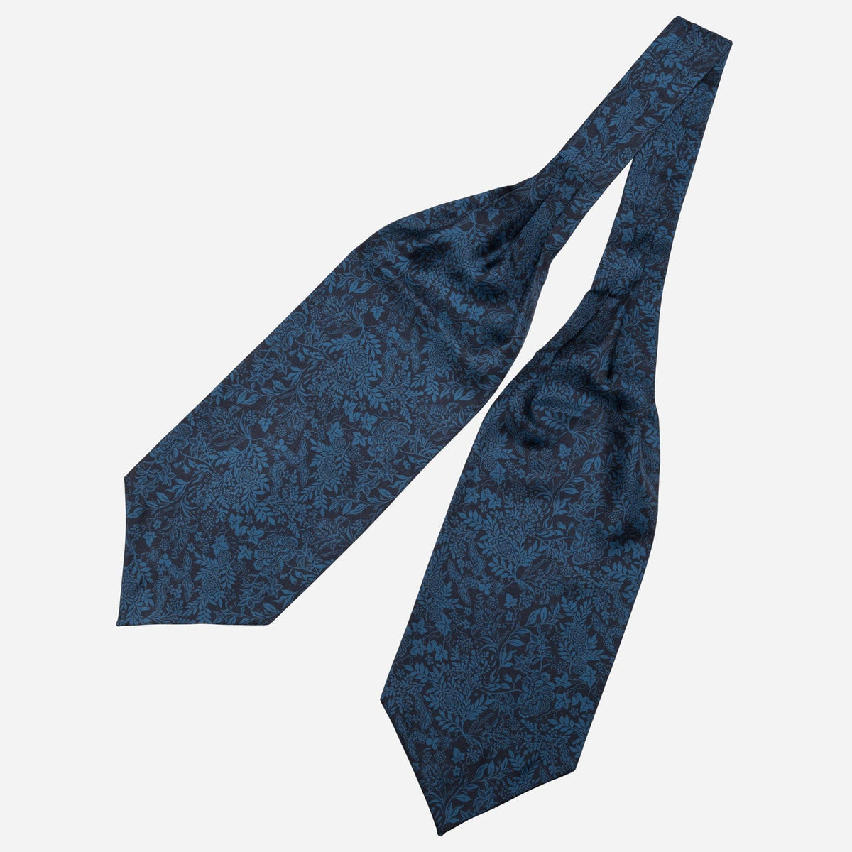 Floral Midnight Blue Italian Silk Ascot Tie