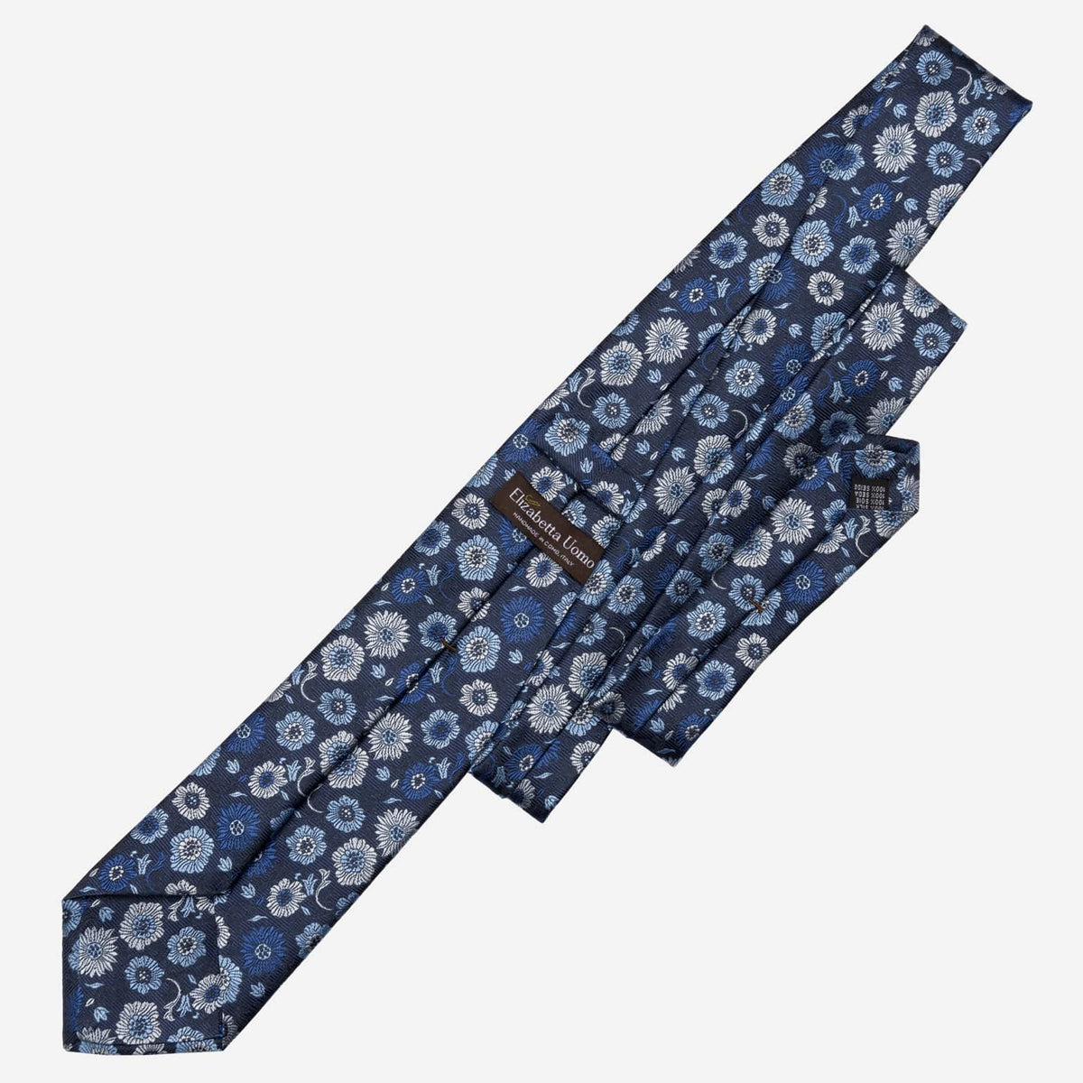 Blue Floral Italian Silk Handmade Tie