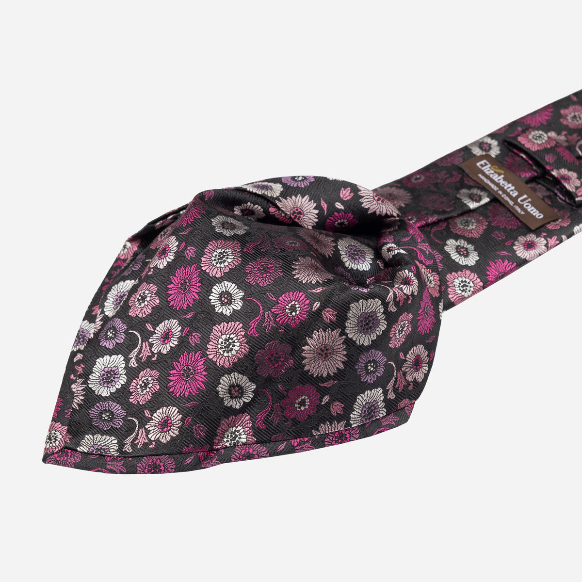 Magenta Floral Italian Handmade Silk Tie