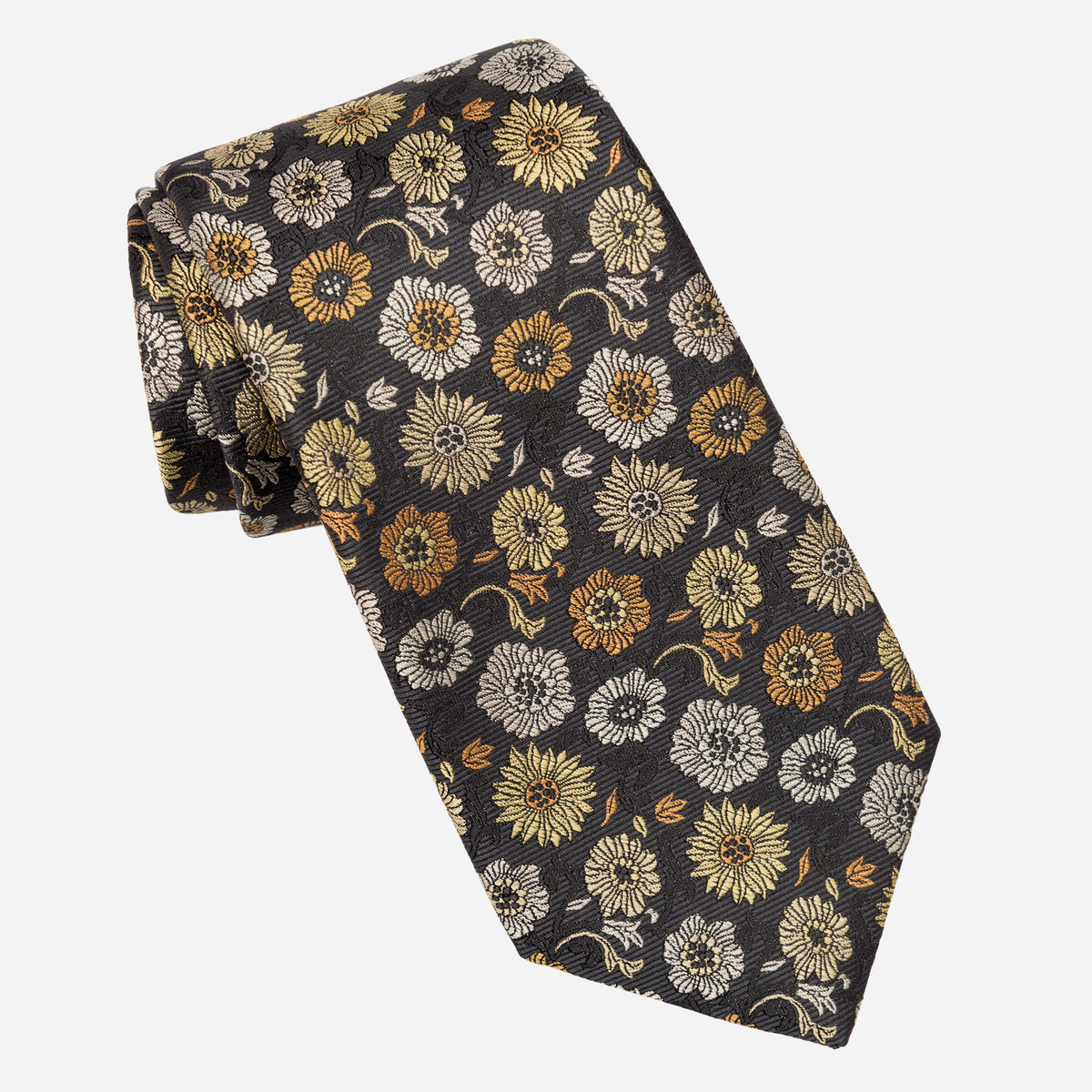 Yellow Floral Italian Handmade Silk Tie