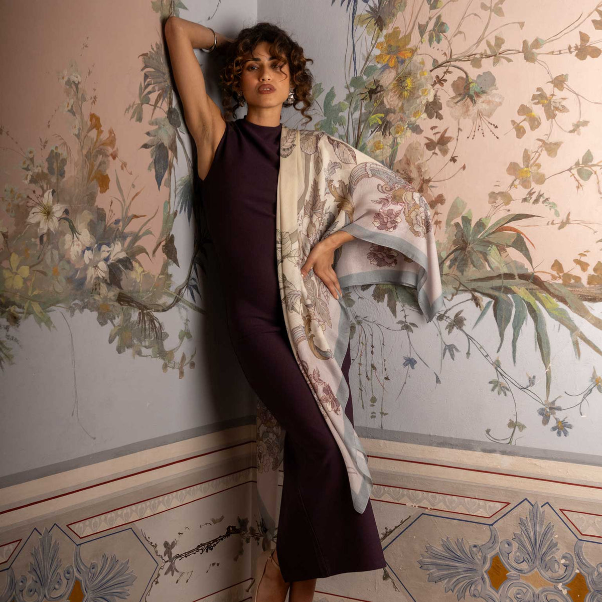 Pink & Blue Modal Cashemere Square Scarf