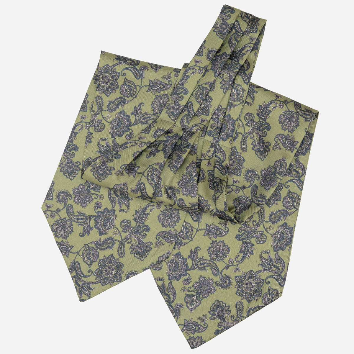 Sage Green Paisley Italian Silk Ascot Tie