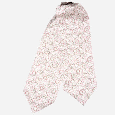 Pink Floral Italian Silk Ascot Tie