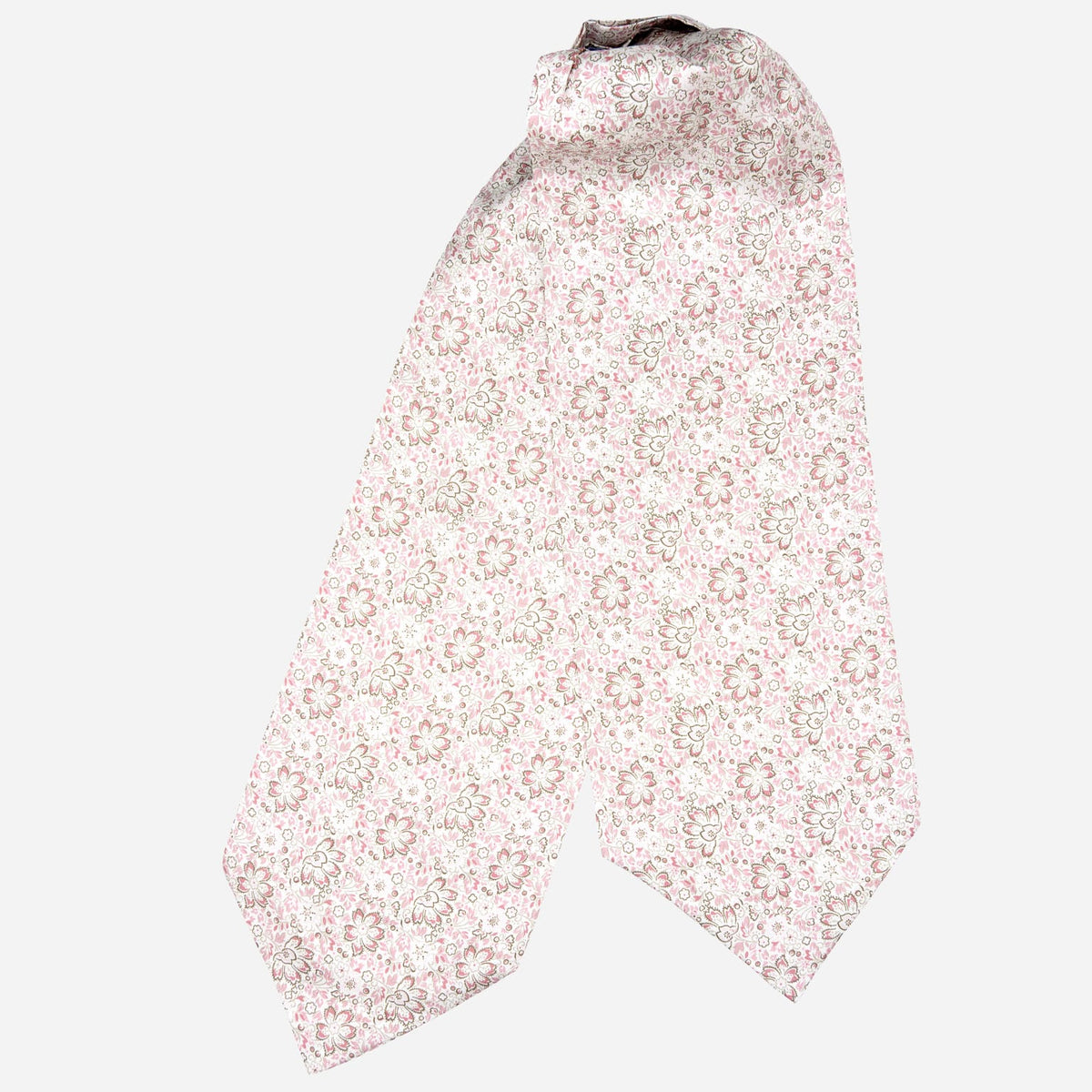 Pink Floral Italian Silk Ascot Tie