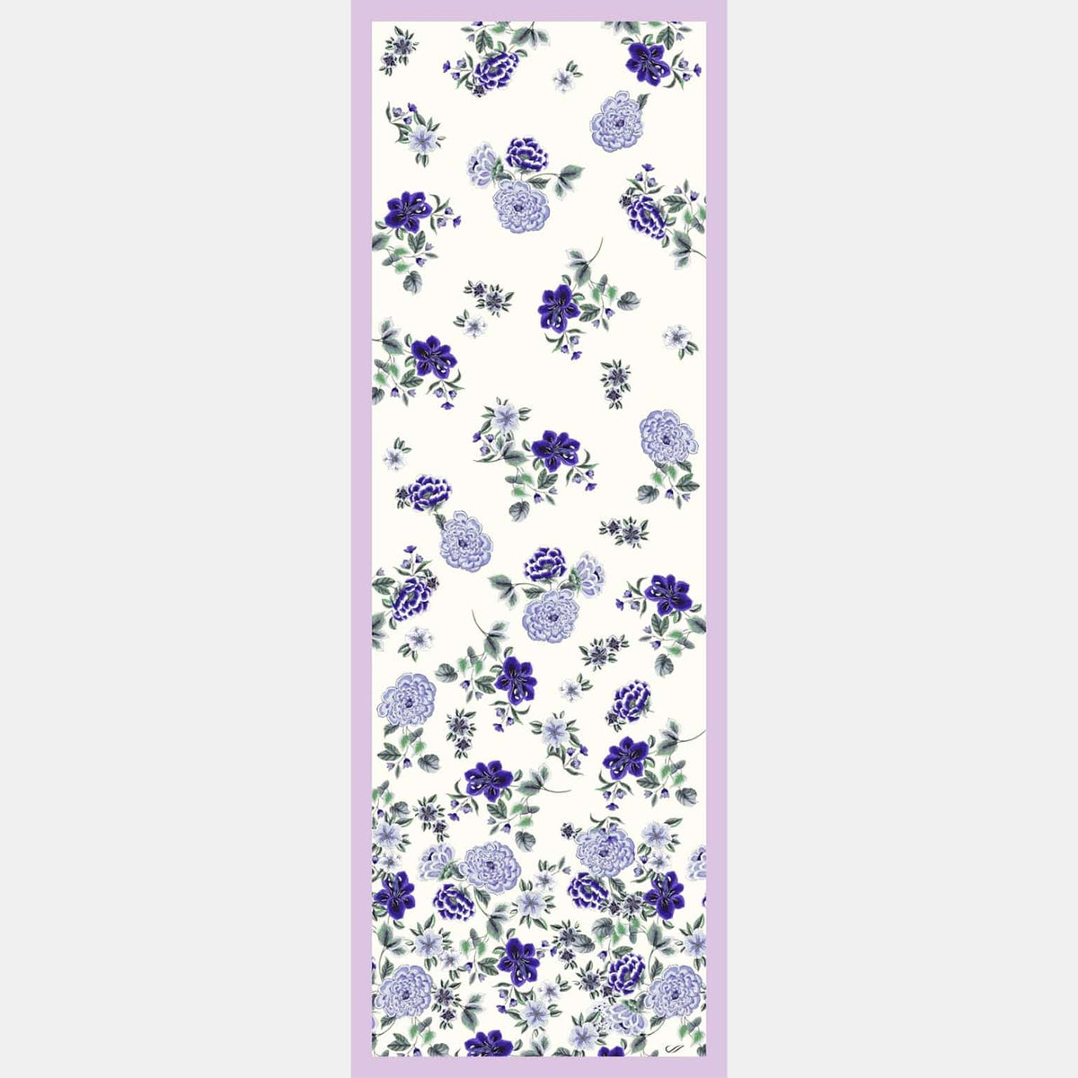 Purple Floral Italian Silk Satin Shawl