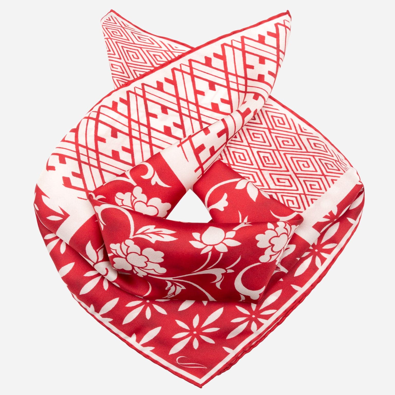 Red Italian Silk Bandana for Women