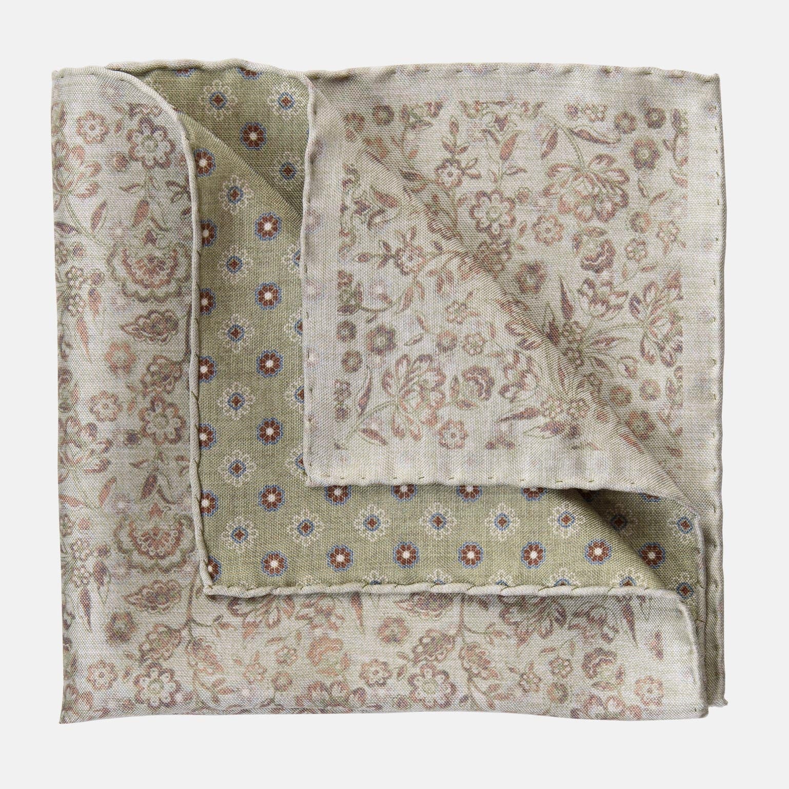 Sage Green Double Sided Silk Pocket Square