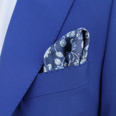Double Sided Silk Pocket Square - Navy