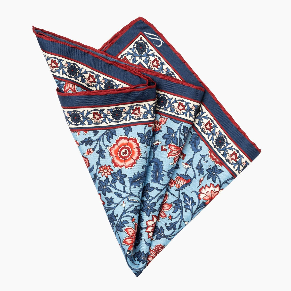 Blue and Pink Silk Italian Suit Pocket Square