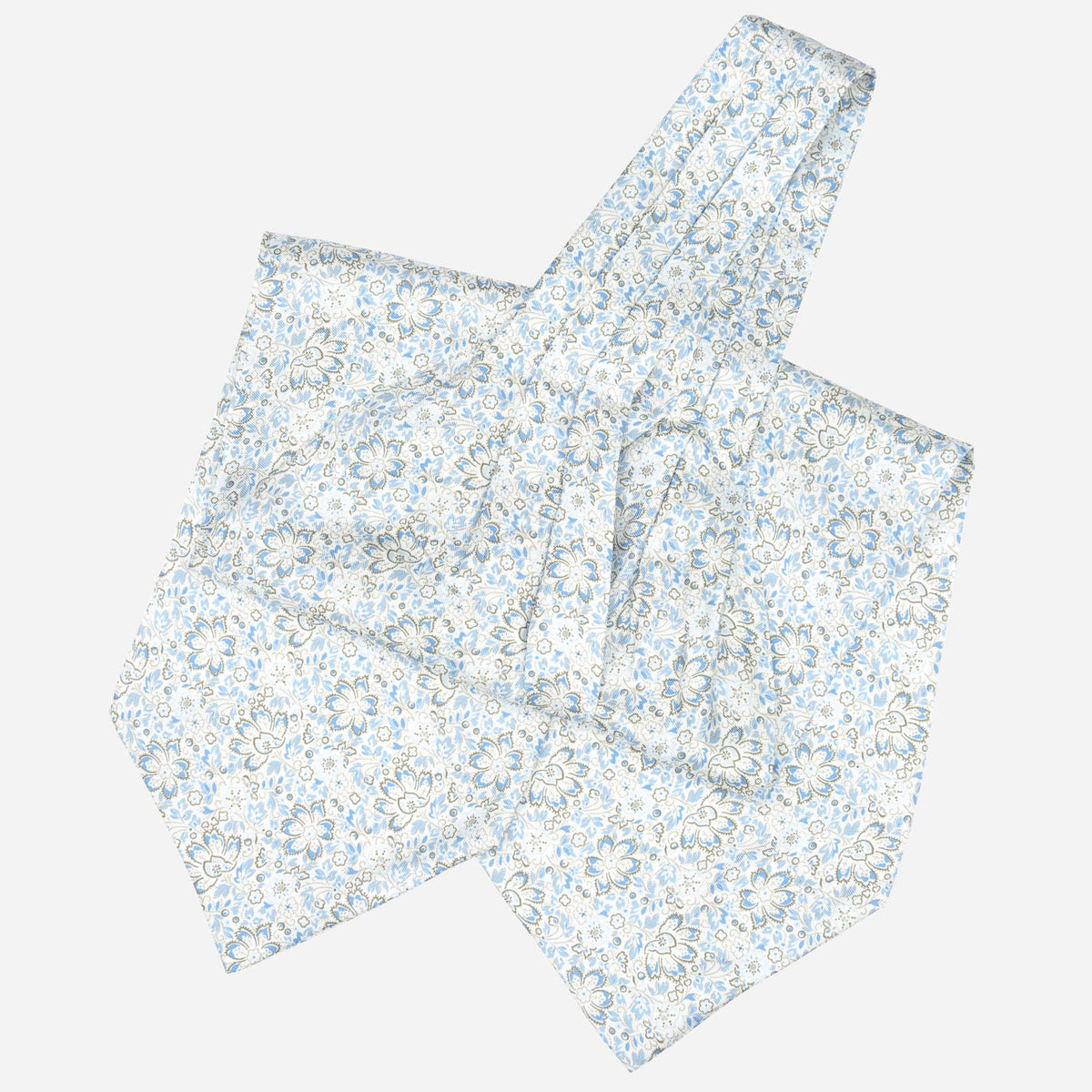 Sky Blue Floral Italian Silk Ascot Tie