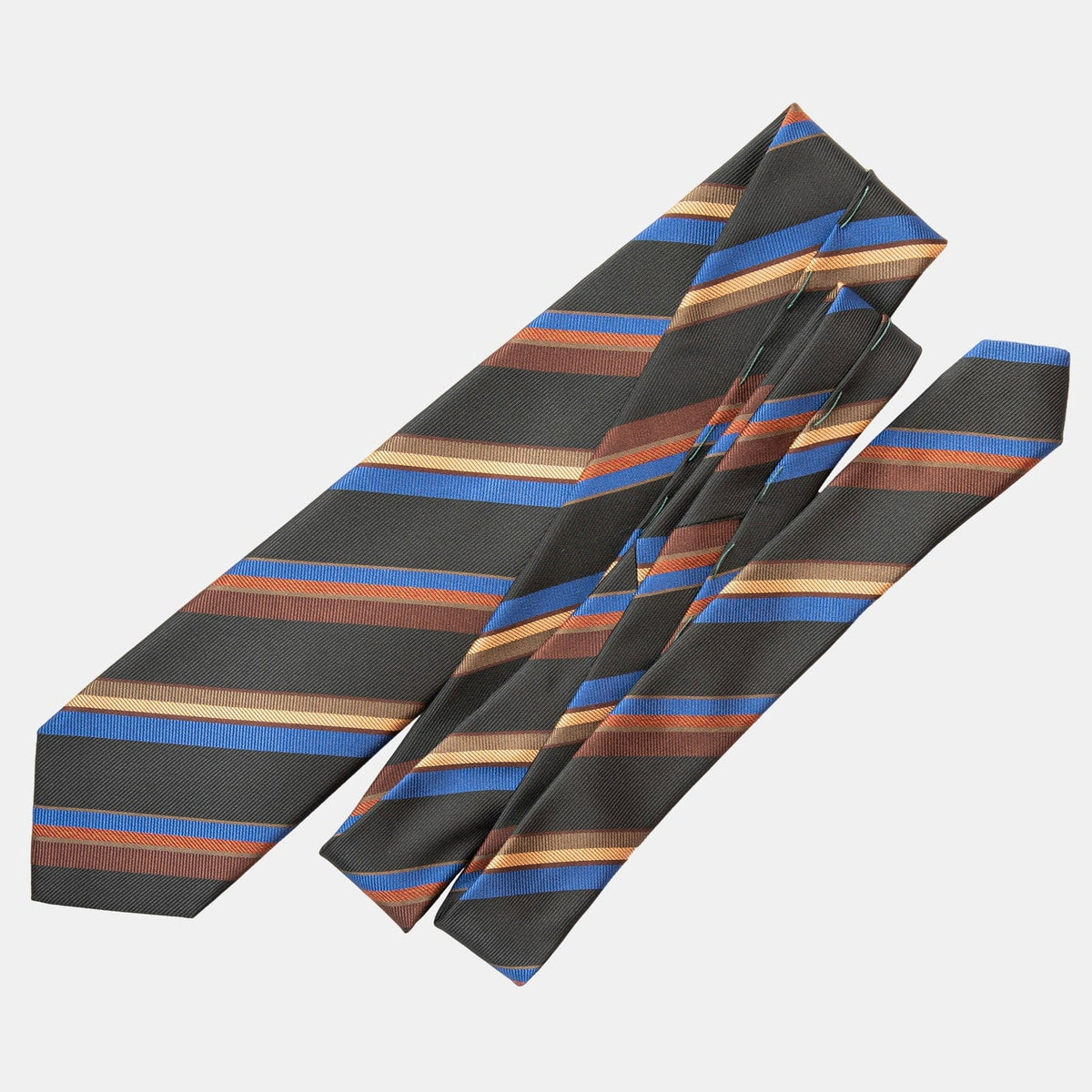 Extra Long Italian Silk Tie - Forest Green Stripes