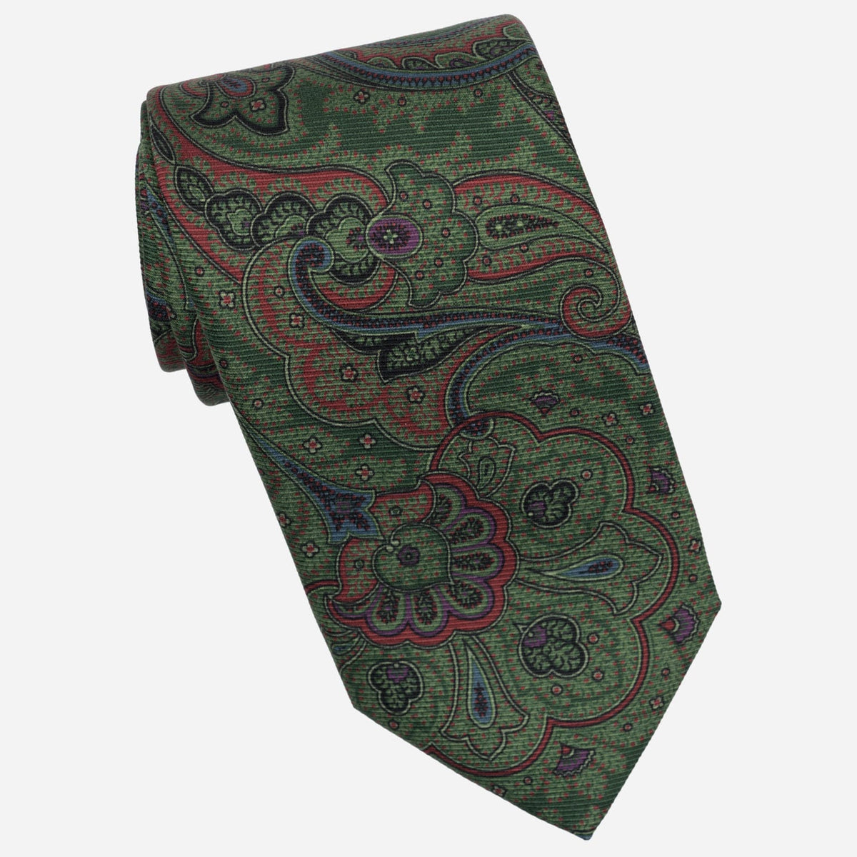 Green Paisley Handmade Italian Silk Tie