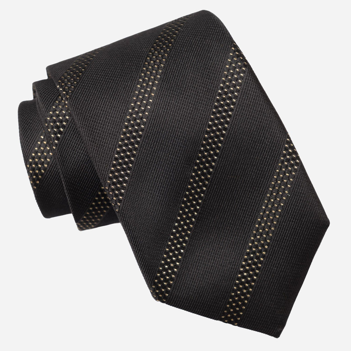 Formal Black and Gold Pinstripe Italian Tie