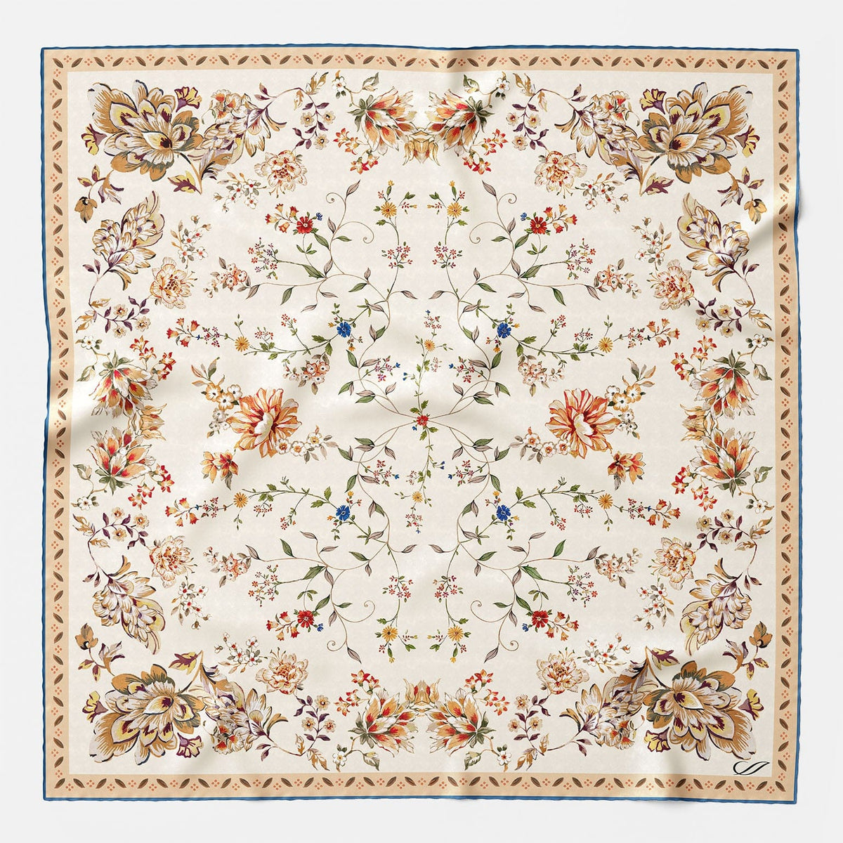 Women's Silk Bandana Gold Floral