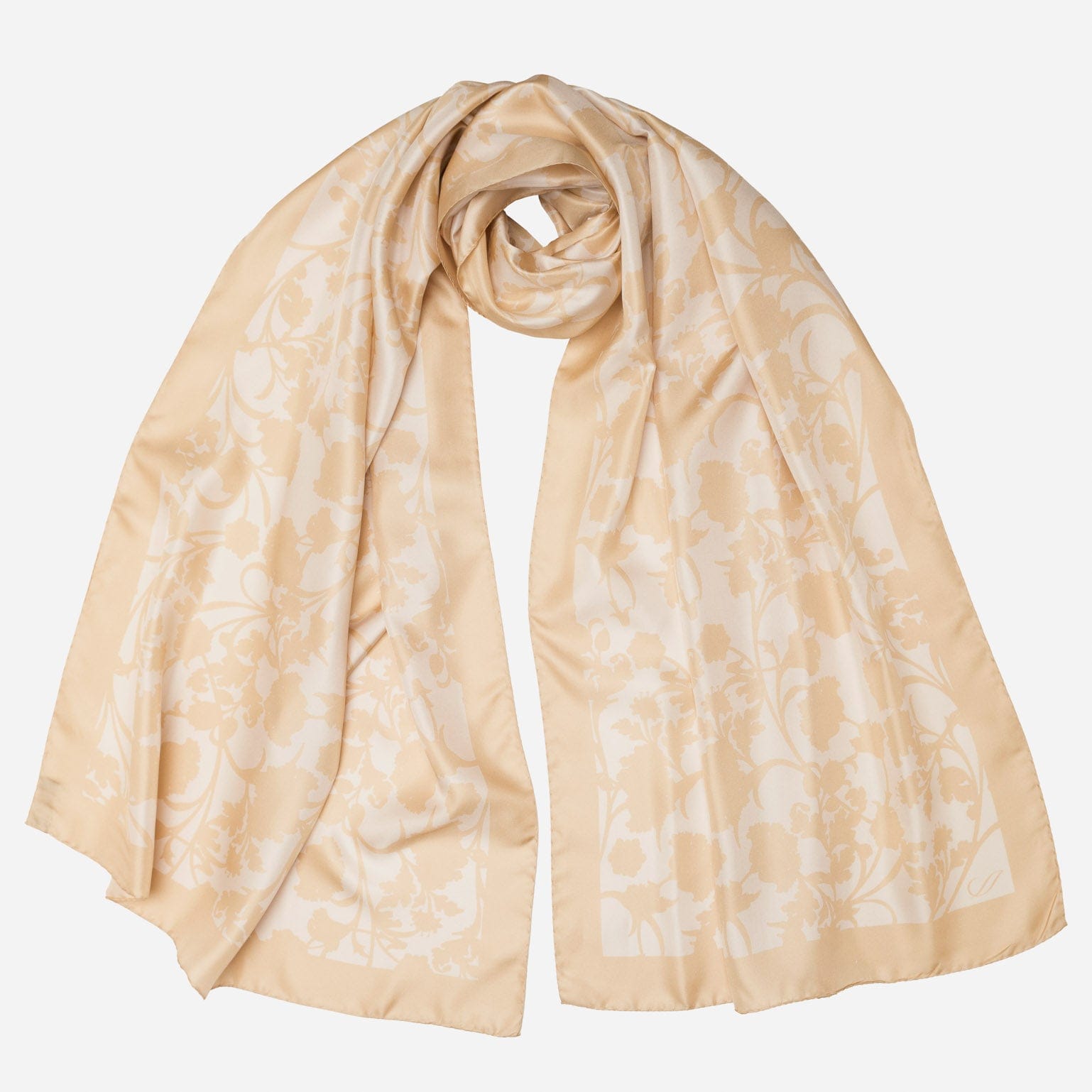 Gold Floral Italian Silk Evening Shawl