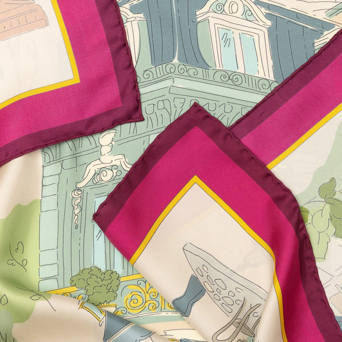 Green and Magenta Silk Square Scarf
