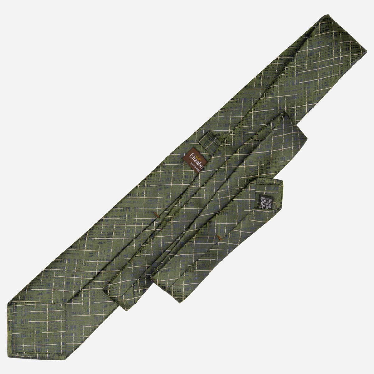Handmade Italian Designer Green Silk Tie