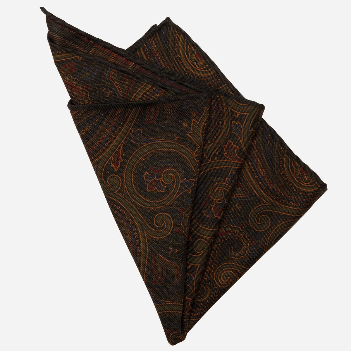 Double Sided Madder Silk Pocket Square Green
