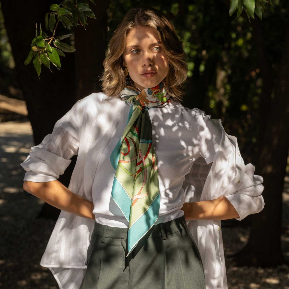 Italian designer equestrian silk scarf