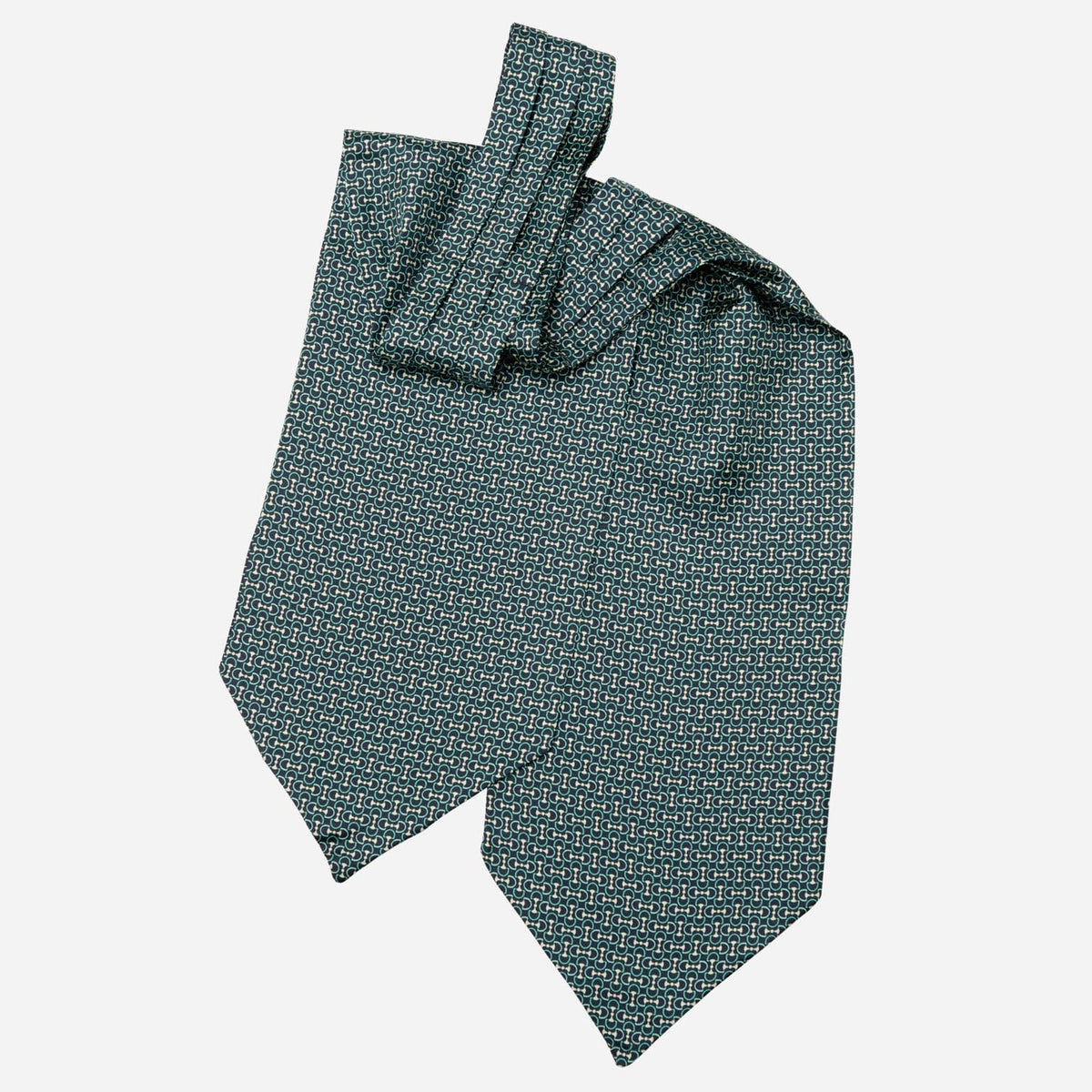 Green and Navy Italian Silk Ascot Tie