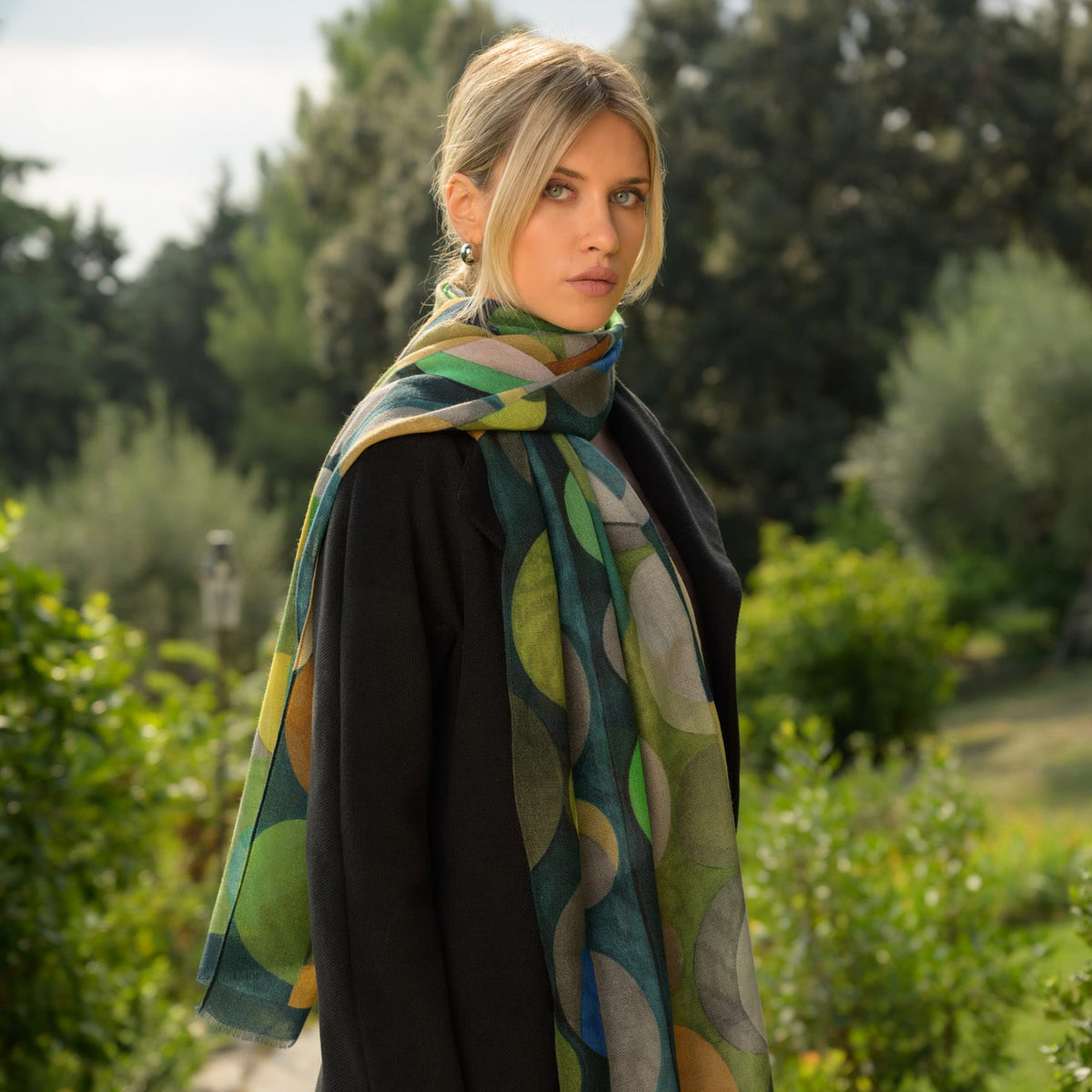 Designer Wool Scarf - Green