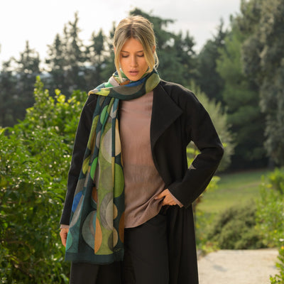 Designer Wool Scarf - Green