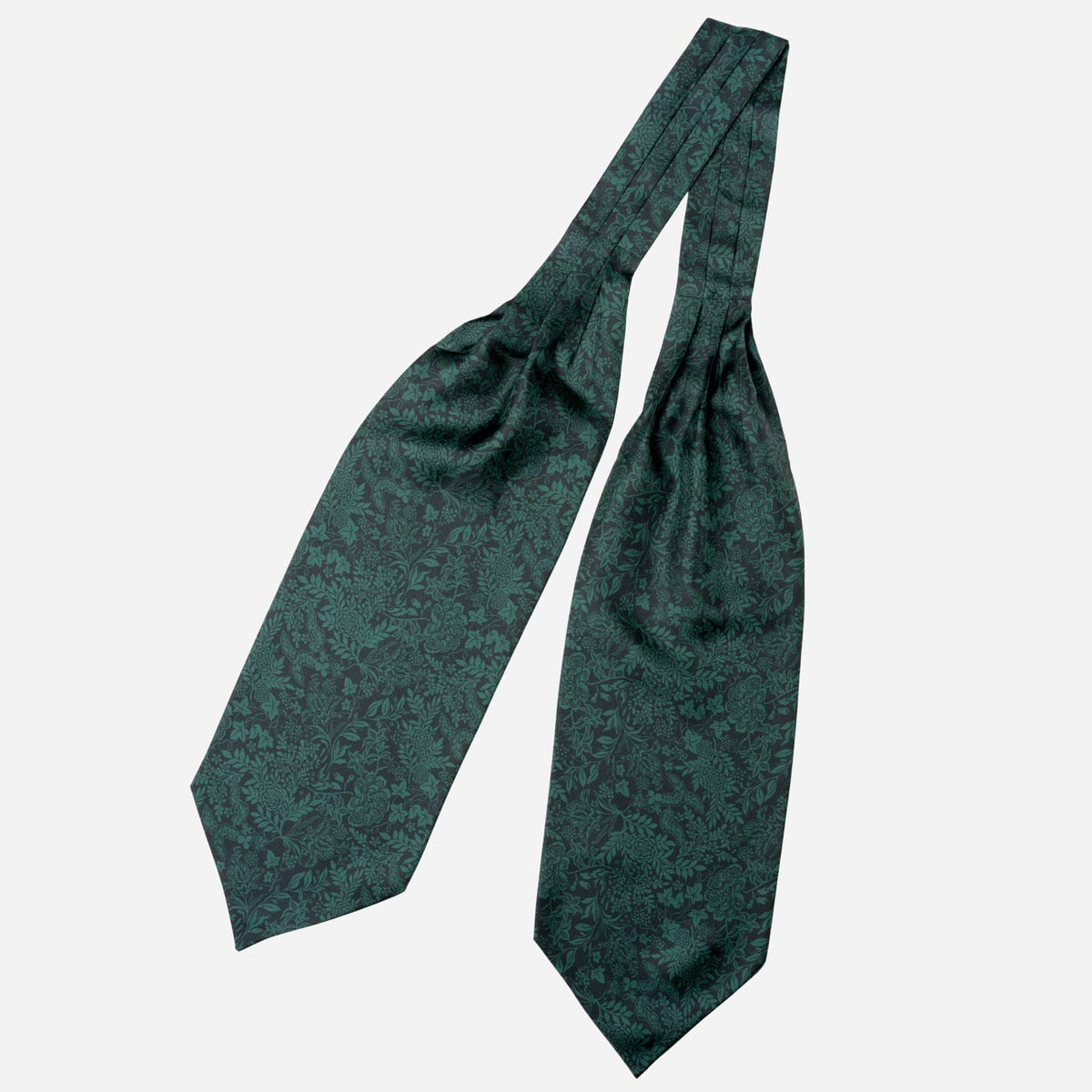 Floral Green Italian Silk Ascot Tie