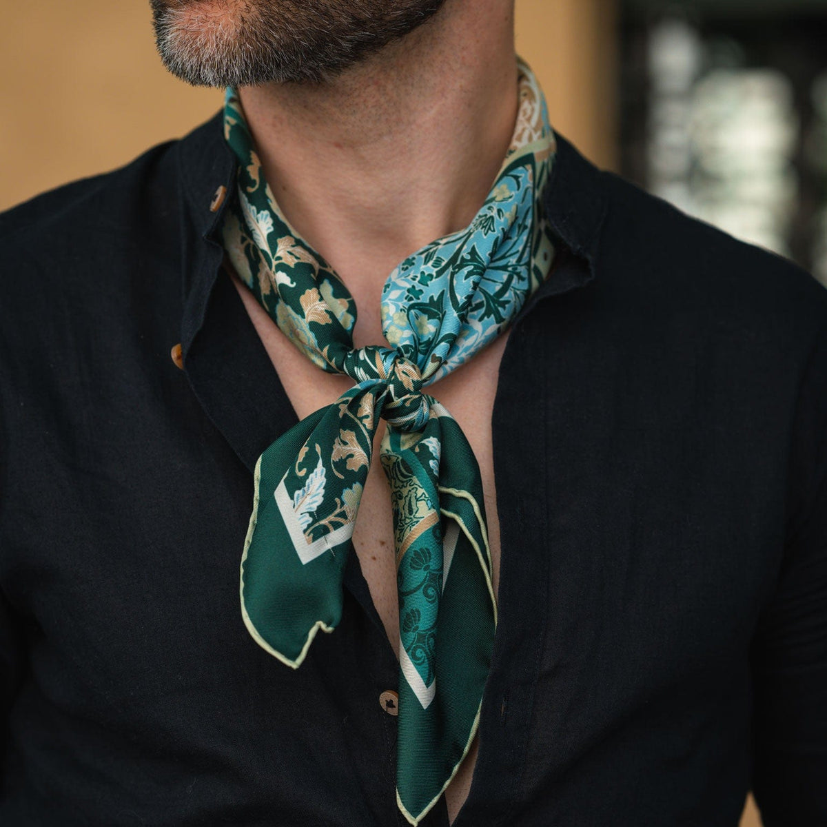 green luxury handmade italian silk neckerchief