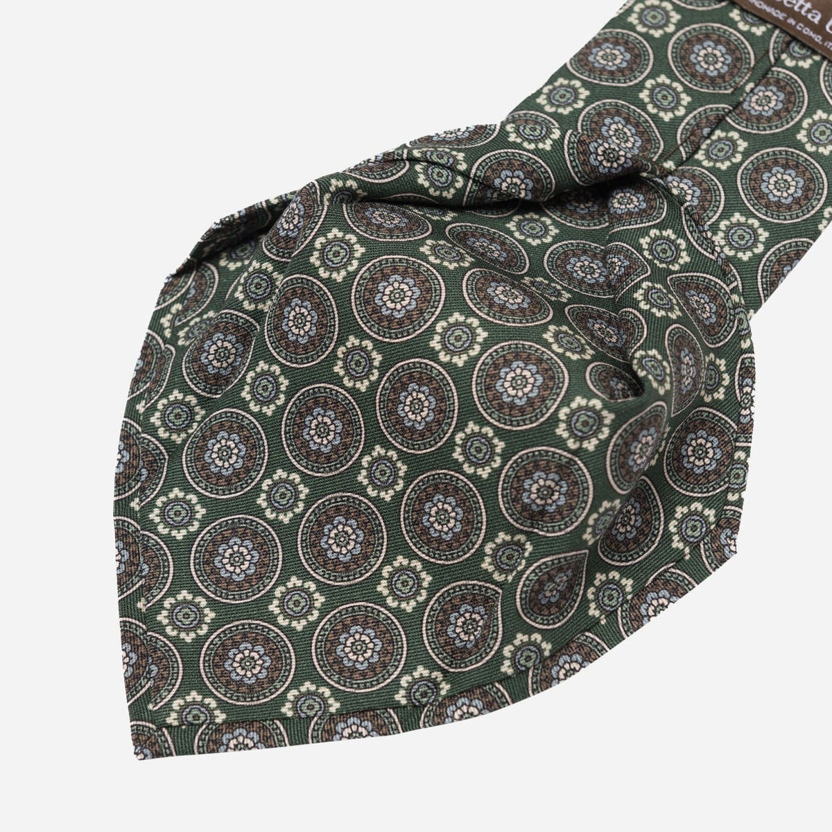 Green Handmade Italian Silk and Wool Tie